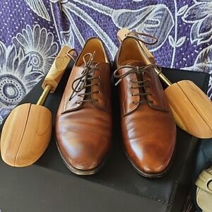 Edward Green England Derby Dress Shoes Brown Leather Plain Toe Men's Size 7.5E